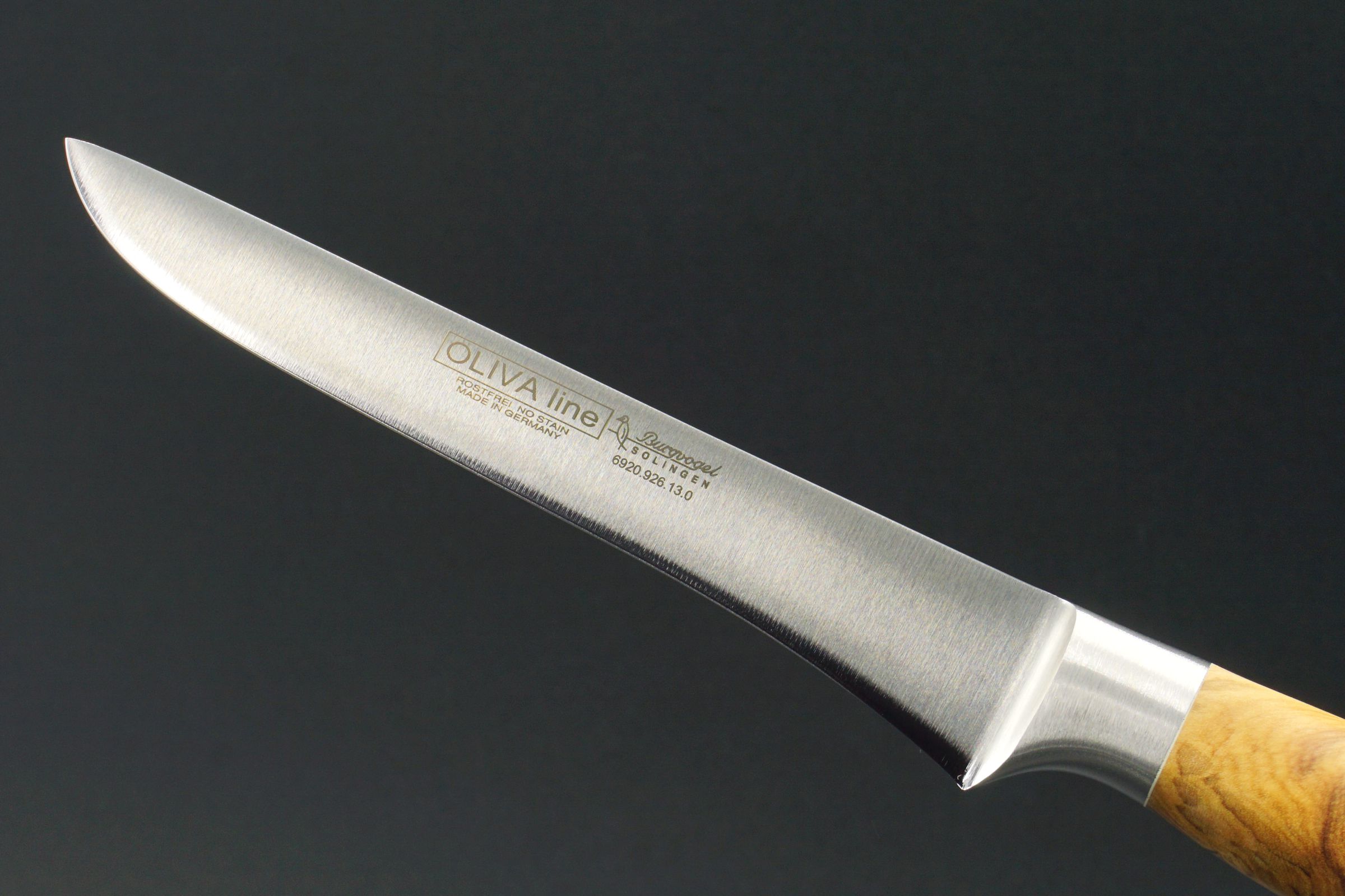 Burgvogel OLIVA Line Ausbeinmesser, steif - Klinge: 13 cm - Detailansicht Klinge