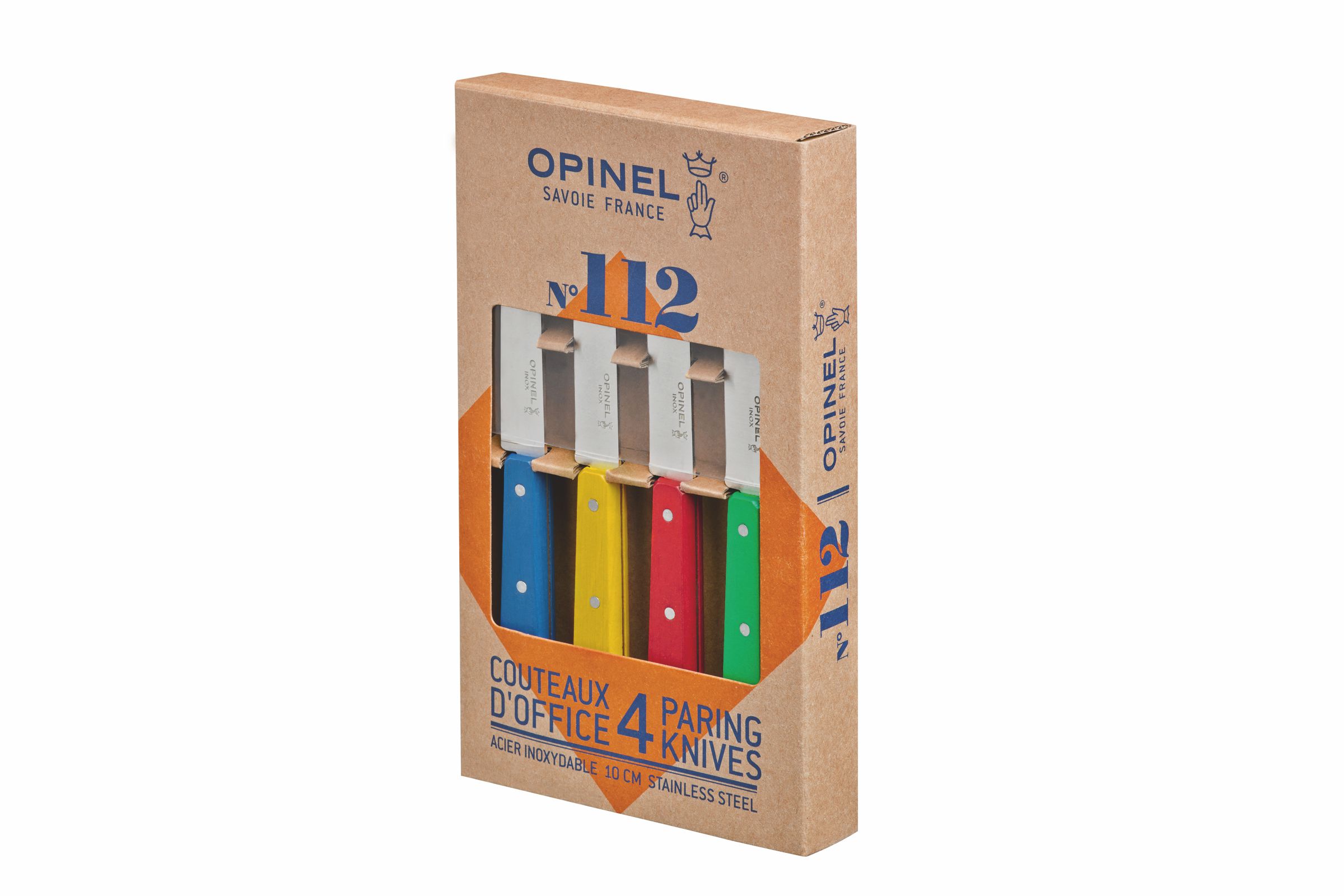 Opinel Küchenmesser-Set - 4-teilig - Officemesser No. 112 - bunt - Produktansicht mit Verpackung