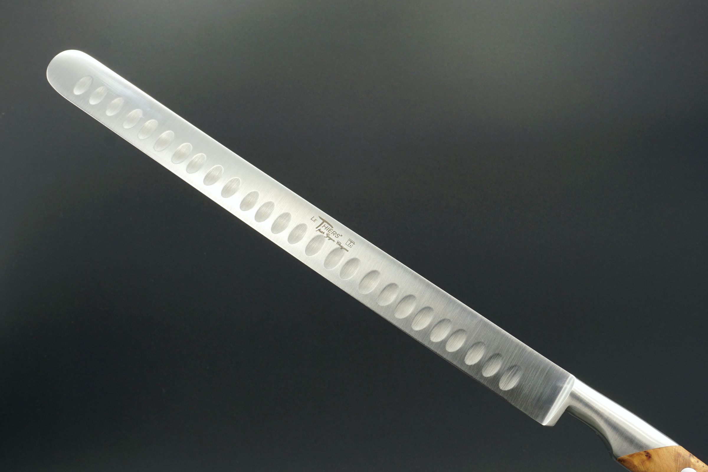 GOYON-CHAZEAU Le Thiers Cuisine Schinkenmesser, flexibel mit Kullenschliff - Klinge: 30 cm - Detailansicht Klinge